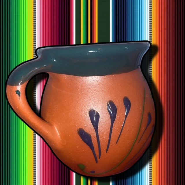 Mexican Jarritos, Clay Mug (Greenish, blue)